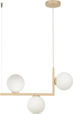 Immagine prodotto di Lampada a sospensione decorativa dorata 3 sfere di vetro bianco su tavolo Andy 3xG9 12W Sigma Lighting