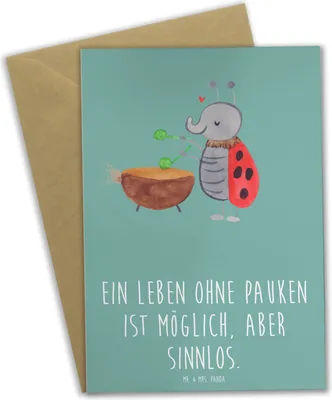 Produktbild von Mr. & Mrs. Panda Grußkarte Pauken Leben - Meeresbrise - Geschenk, glückwunschkarten, Schlagzeug, hochzeitskarten, Musiker, klassische Musik, Orchester, Lernen, Instrument