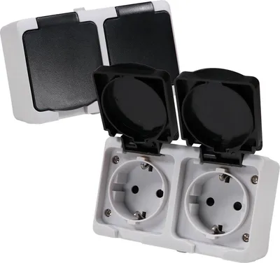Produktbild von 2er Set REV AquaMini 2-fach Steckdose Aufputz IP54 Feuchtraum kompakt platzsparend mini