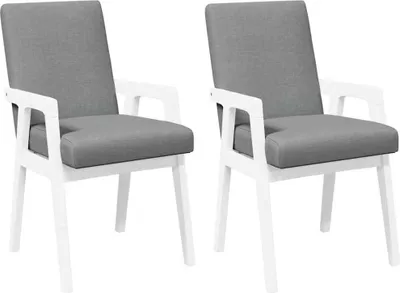 Produktbild von vidaXL Esszimmerstühle mit Kissen 2 Stk. Weiß Massivholz Gummibaum
