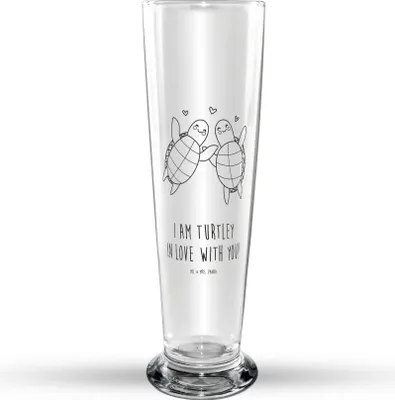 Produktbild von Mr. & Mrs. Panda Trinkglas Schildkröten Paar - Transparent - Geschenk, Mitbringsel, Glasbecher, Valentinstag, Hochzeitstag, für Frauen, Freundin, Bierbecher, Bier Glas