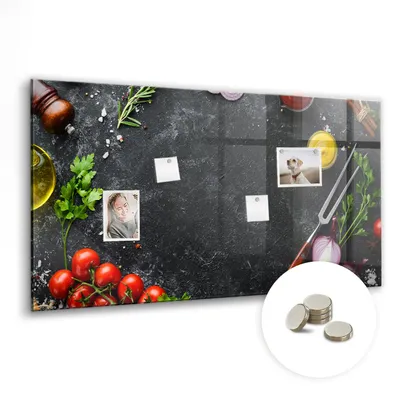 Produktbild von Dekorative Magnettafel 120x60 cm - Magnetwand - für Fotos, Karten und Notizen - Fotowand - Memoboard - Magnetpinnwand - Wanddekoration - Gemüse auf der Theke