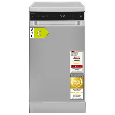 Produktbild von Exquisit Geschirrspüler 11 Maßgedecke | Energieklasse C | 7 Spülprogramme | Aquastop | Besteckschublade | Unterbaufähig | Startzeitvorwahl | Silber