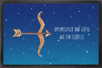 Produktbild von Mr. & Mrs. Panda Schmutzfangmatte Sternzeichen Schütze 60 x 90 cm - Sternenhimmel Blau - Geschenk, Geburtstag Dezember, Bodenvorleger, Schmutzmatte, fußmatte, November