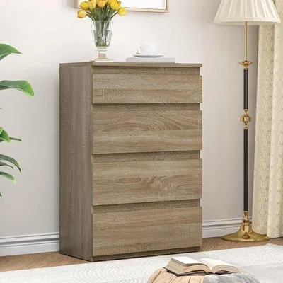Obrázok produktu pre Komoda so 4 zásuvkami, 92 x 33 x 60 cm, biela, do spálne