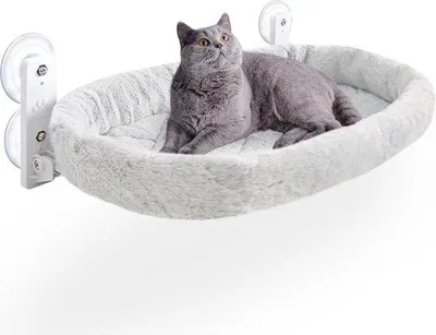 Produktbild von Famanu Katzenhängematte für Fenster - Faltbares Katzenbett bis 18 kg - 53 x 30 cm