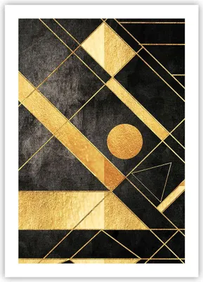 Produktbild von Poster - Poster ohne Rahmen - Golden Schwarz Figuren - 50x70 cm - Wand Bild - Wanddeko - Wandbilder - Kunstposter - Wandposter - Bilder - Kunstdruck - Wanddekoration - Wandbild - P2XPA50x70-5089