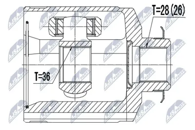 Produktbild von NTY Gelenksatz Antriebswelle Getriebeseitig Vorne für HYUNDAI SANTA FÉ II (CM) NPW-HY-528