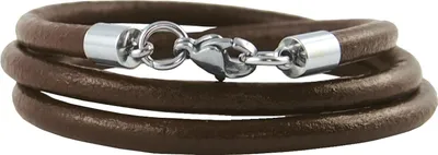 Produktbild von Lederkette 6 mm Herren Halskette braun 17-100 cm lang mit Karabiner Verschluss Silber Rund, Länge:70 Zentimeter