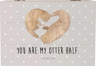Produktbild von Mr. & Mrs. Panda Box Otter Herz 22 x 15 cm - Grau Pastell - Geschenk, Schatulle, Geschenkbox, geschenkkiste, Schatzkiste, Liebe, fotobox