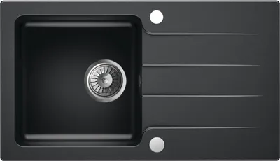 Produktbild von Granitspüle - Spülbecken - Küchenspüle - 76 x 43,5 cm - Black Metallic - Einbauspüle - Kratzfest, Platzsparend, mit Siphon, LAGOON 200