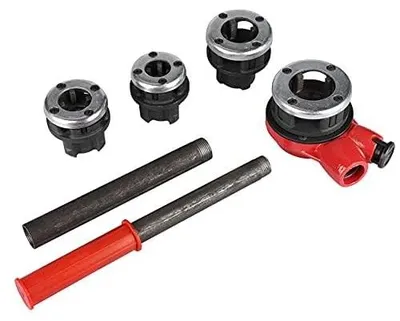 Obrázek produktu pro 7-dílná sada na řezání závitů - Řezací hlavy 1/2/3/4/1-1/4 palce - Ocelová rukojeť
