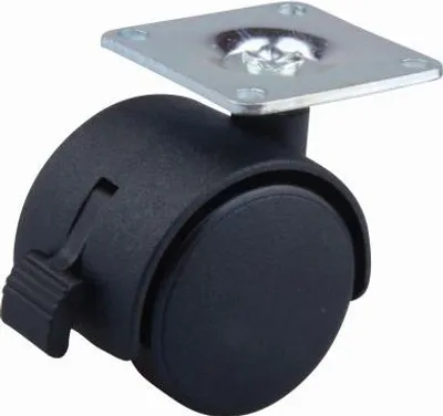 Produktbild von 50-mm-Möbelrolle mit schwarzem Bremsbelag