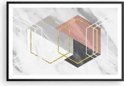 Produktbild von Gerahmtes Poster - Schwarzer Rahmen - Zahlen Weiß Golden - 91,5x61 cm - Wand Bild - Wanddeko - Wandbilder - Kunstposter - Wandposter - Bilderrahmen - Bilder - Kunstdruck - P2BAA91x61-5087