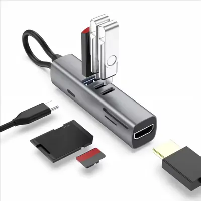 Produktbild von A92C 7in1 USB-C Hub Adapter 4K HDMI 30Hz USB 3.0 SD TF Kartenleser PD 100W Ladefunktion Multiport für PC Laptop Tablet Datenübertragung Dock
