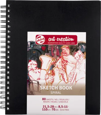 Produktbild von Talens Art Creation - Skizzenbuch Art Creation 80 weiße Blätter 110gr 210x280mm Spirale schwarz | 5 Stück