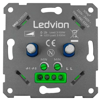 Produktbild von Ledvion LED Doppeldimmer Schalter 100W 240V ohne Abdeckrahmen dimmbar