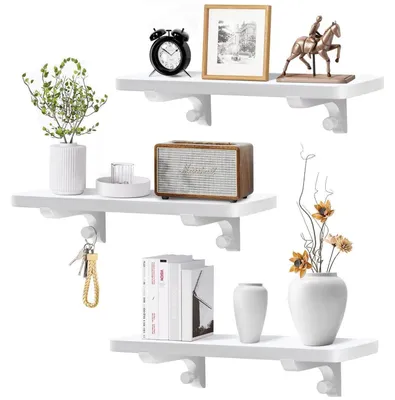 Image de Wandregal en bois massif, blanc, 40 cm
