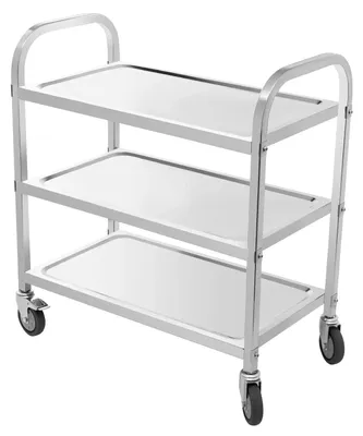 Immagine prodotto di Carrello da cucina - Carrello di servizio - 3 ripiani - Acciaio inossidabile - 4 ruote piroettanti, 2 con freno - 20 kg per ripiano - Argento - 75 x 40 x 83,5 cm