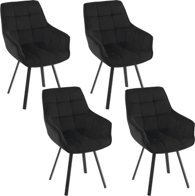 Produktbild von EUGAD 4 x Esszimmerstühle drehbar, bequem modern, mit Metallbeinen, Schwarz