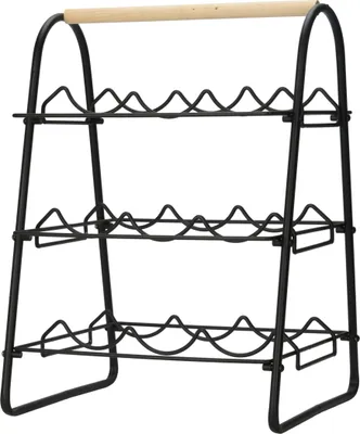Zdjęcie produktu dla Suport 9 sticle vin Home&Styling Collection, metal, 33x29x46 cm, negru/maro