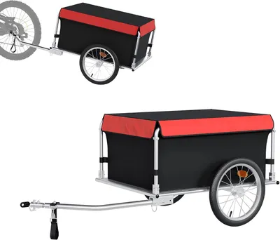 Productafbeelding van Fietsaanhanger - Transportkar tot 65 kg - Inklapbare dissel - Snelkoppeling - Wielen 390 mm