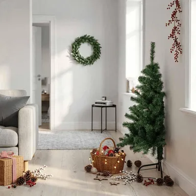 Obrázok produktu pre vidaXL Umelý polovičný vianočný stromček so stojanom Zelený 120 cm PVC