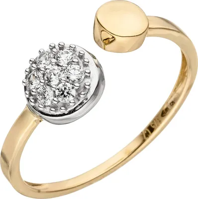 Produktbild von Gr. 60 Damen Ring offen 375 Gold Gelbgold Weißgold bicolor 7 Zirkonia Goldring
