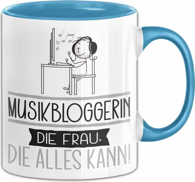 Produktbild von Musikbloggerin Geschenk Tasse Becher Die Frau Die Allen Kann Geschenkidee für eine Musikbloggerin Lustig (Blau)