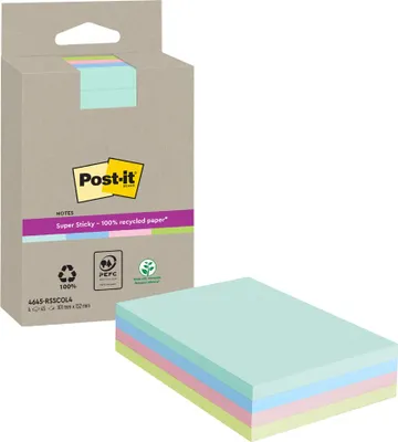 Produktbild von Post-It 4645-RSSCOL4, Rechteck, Blau, Grün, Rose, Türkis, 100%, 102 mm, 152 mm, 45 Blätter