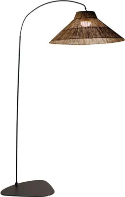 Produktbild von 2-in-1 Außenleuchte LED Modul Akku 230 cm hoch IP54 2700 K Fernbedienung Dimmer Seegras Metall Stehlampe außen Wandleuchte Garten Terrasse