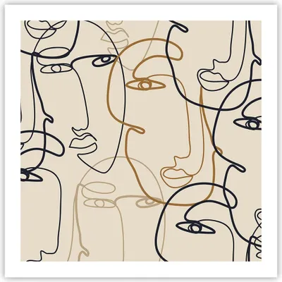 Produktbild von Poster - Poster ohne Rahmen - Frau Gesicht Linie - 60x60 cm - Wand Bild - Wanddeko - Wandbilder - Kunstposter - Wandposter - Bilder - Kunstdruck - Wanddekoration - Wandbild - P2XAC60x60-5109