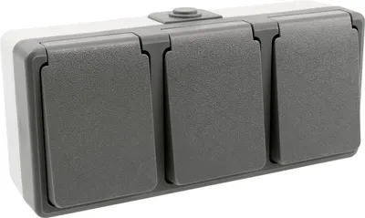 Produktbild von Feuchtraum Dreifach-Steckdose McPower ''Secure'', 250V/16A, IP44, AP, grau