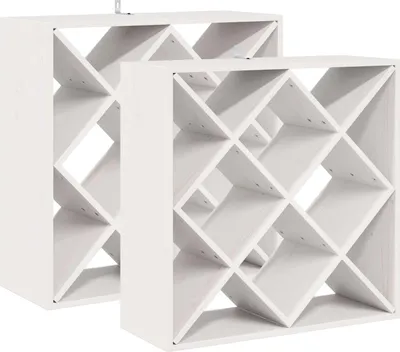 Produktbild von Weinregal 2 pcs Weiß 62 x 25 x 62 cm Massives Kiefernholz