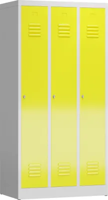 Produktbild von ClassiX Spind lichtgrau, zinkgelb X-510136, 3 Schließfächer 87,0 x 50,0 x 180,0 cm