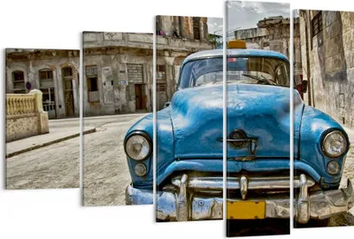 Produktbild von Bild auf Leinwand - Leinwandbild - Auto Retro Kuba Havanna - 150x100cm - Wand Bild - Wanddeko - Leinwanddruck - Bilder - Kunstdruck - Wanddekoration - Leinwand bilder - Wandkunst - EG150x100-2461