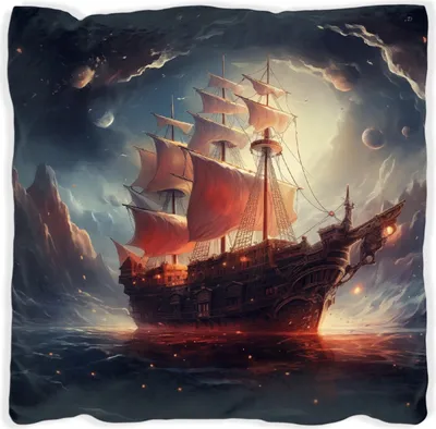 Produktbild von Wallario Premium Kissen, weiche Oberfläche, mit Motiv Kosmische Seefahrt, Größe: 40 x 40 cm, mit weißer Rückseite