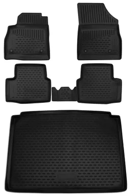 Gummi Kofferraumwanne + Fußmatten Set für Opel Astra K, Bj. 2015-, schwarz