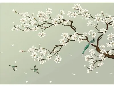 Produktbild von Fototapete Vlies FT5P 352027 - 075 Magnolien grün 5-tlg. 375 x 270 cm