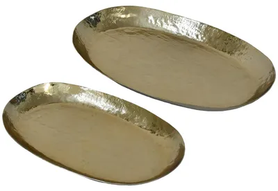 2er-Set Mittelteile aus Metall, Gold, 34x20x2,5 & 42x26x3 cm
