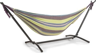 WOMA Outdoor Hängematte 2 Personen - grün - Doppel Hängeliege 200x150 cm mit Metall Gestell max. Belastbarkeit 200kg - Hänge Gartenliege Schaukelbett