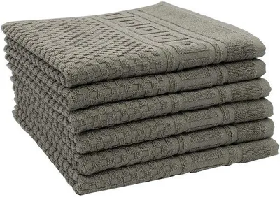 Obrázok produktu pre Uniqoos® Sada 6 prémiových ručníkov (s vaflovou štruktúrou) – 100% bavlna, 440 g/m², 50 x 70 cm, antracitová farba, extra savé