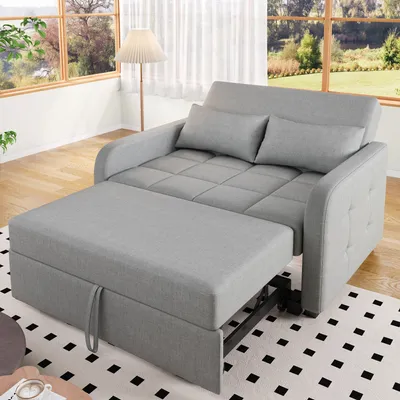 Zdjęcie produktu dla Sweiko Wielofunkcyjna rozkładana sofa, Regulowane oparcie, Idealna do małych mieszkań i akademików, 180x127 cm Komfortowa rozkładana sofa