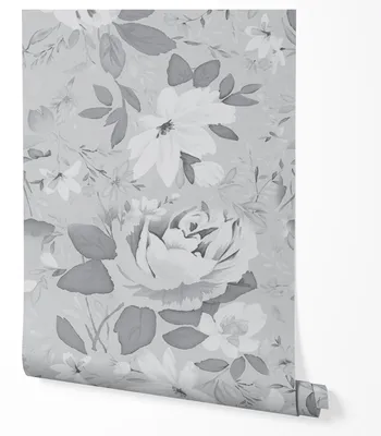 Produktbild von Selbstklebende Tapete Möbelfolie Blumen Grau Weiß Tapete Floral Modern Wohnzimmer Schlafzimmer Küche Flur Elegantes Design Klassisch Vintage Stil Wanddeko 5m x 0,5m