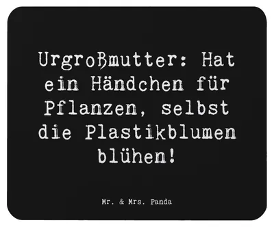 Produktbild von Mr. & Mrs. Panda Mousepad Spruch Urgroßmutter Wundergrün - Schwarz - Geschenk, Familientradition, Erinnerungen, Geschenke, Liebe, Familie, Mauspad, pc, Pflanzen, Lächeln