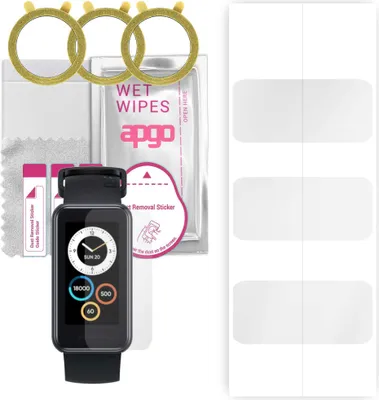 Produktbild von apgo 3 Stück Schutzfolie, klar, kompatibel mit Realme Band 2 Smartwatch, Hydrogel Displayschutzfolie mit Positionierhilfe, Displayfolie, robust und kratzfest