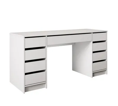 Image de MIRJAN24 Bureau et coiffeuse Ada Bis, Table de toilette de chambre à coucher avec neuf tiroirs (couleur : blanc)
