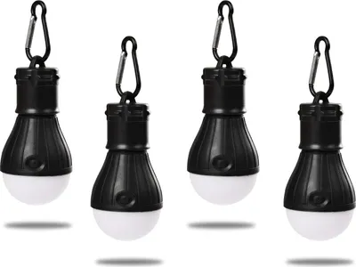 Produktbild von Wasserdichte LED-Campingbeleuchtung mit Karabinerclips - tragbare Notlampe für Camping, Wandern, Angeln (4 Stück)