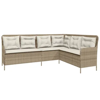 Immagine prodotto di vidaXL Divano da giardino a L con cuscini Beige in poly rattan