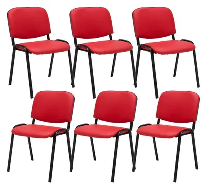 Produktbild von CLP 6er Set Besucherstuhl Ken Kunstleder stapelbar mit einer Sitzhöhe von 44 cm rot